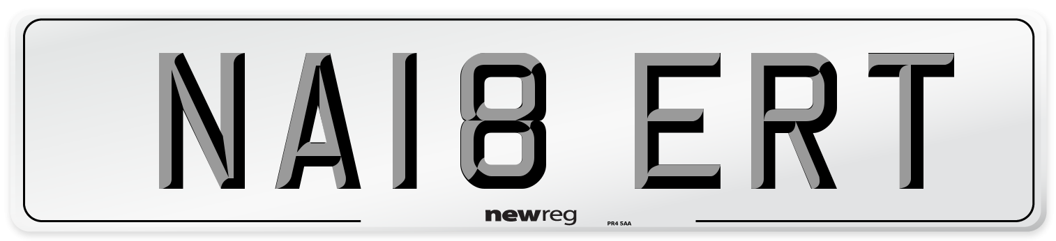 NA18 ERT Number Plate from New Reg